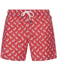 Fedeli - Swim Shorts With Pelican Pattern - Lyst