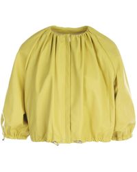 DROMe Leather Cropped Jacket - Yellow