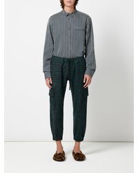 Christian Pellizzari Green And Black Check Pant With Elastic And Pocket