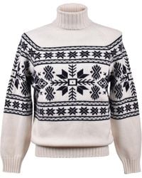 Brunello Cucinelli - 100% Cashmere Two Tone Turtleneck Sweater - Lyst