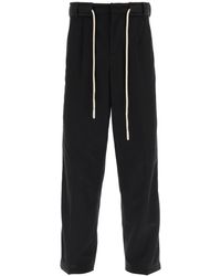Palm Angels - Drawstring Cotton Pants With Side Bands - Lyst