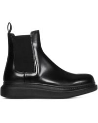 Alexander McQueen Hybrid Leather Chelsea Boots in Black for Men | Lyst