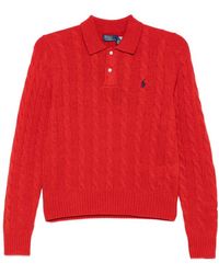 Ralph Lauren - Cable-Knit Polo Sweater - Lyst