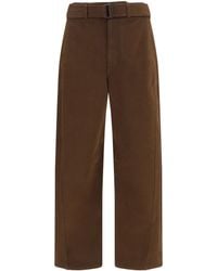 Lemaire - Heavy Dyed Twill Belted Pants Ristretto - Lyst