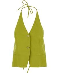 Twinset - Vest V-Neck Linen Blend Lyocell Blazers - Lyst