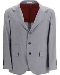Brunello Cucinelli - Three-Button Blazer Wool Ovis Aries; Silk Blazers & Vests - Lyst