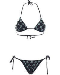 VENUJA - Bikini With Gem Embroidery And Adjustable Drawstring Closure - Lyst