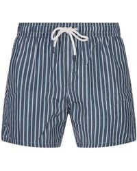 Fedeli - Navy Blue Striped Swim Shorts - Lyst
