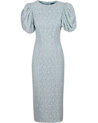 ROTATE BIRGER CHRISTENSEN - Lace Midi Fitted Dress - Lyst