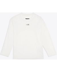 MM6 by Maison Martin Margiela - T-Shirt Cotton T-Shirt With Long Sleeves And Front Logo Tag - Lyst