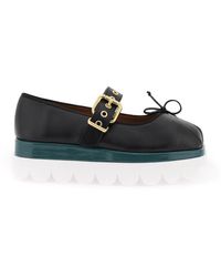 Marni - Nappa Leather Mary Jane With Notched Sole - Lyst