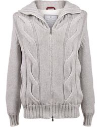 Brunello Cucinelli - Fog Wool Cable Knit Jacket Clothing - Lyst