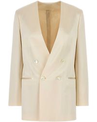 Alberta Ferretti - Ivory Satin Blazer - Lyst