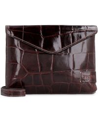 STAUD Holly Convertible Leather Clutch - Brown