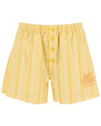 Etro - Striped Shorts With Logo Embroidery - Lyst