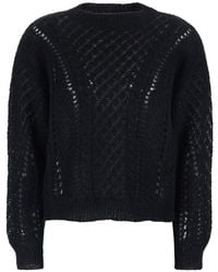 Twinset - Crewneck Sweater With Logo Plaque On The Rear And Perforated Design - Lyst