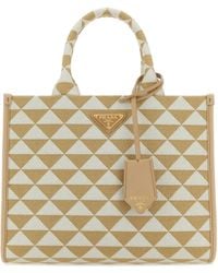 Prada - Embroidered Fabric Small Symbole Shopping Bag - Lyst