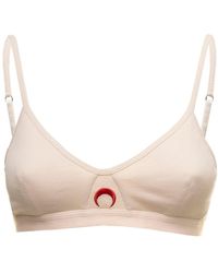 Marine Serre - Off- Bralette With Logo Embroidry In Cotton Blend - Lyst