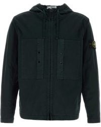 ブルゾン Stone  Black Stretch Cotton Jacket Black Supima Cotton Twill Stretch-TC Jacket by Stone Island