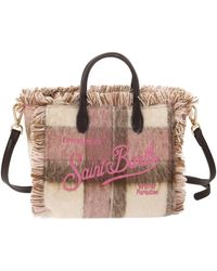 Mc2 Saint Barth - Mini Vanity Bag With Fringes And Check Pattern - Lyst
