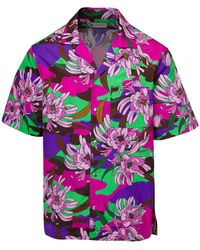 Moncler - Multicolor Bowling Shirt With All-over Floreal Print In Cotton - Lyst