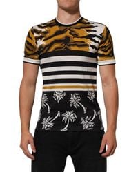 Dolce & Gabbana - Leopard Palm Leaf Crew Neck T-Shirt Cotton - Lyst