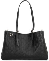 Gucci - Tote Bag Gg Emblem Media Leather Calfskin - Lyst