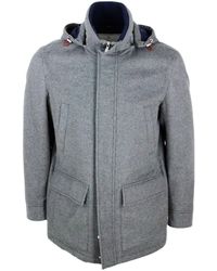 Brunello Cucinelli - Cashmere Down Jacket Padded With Real Goose Down With Detachable Hood And Zip And Button Closure - Lyst
