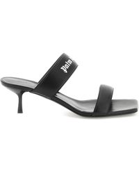 Palm Angels - Leather Mules With Logo - Lyst