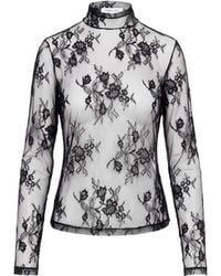 Patrizia Pepe - Embroidered Tulle High-Neck Top - Lyst