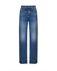 Chloé - Dark Cobalt Denim High-Rise Straight-Leg Jeans - Lyst
