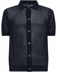 Tagliatore - Pointelle Knit Short-Sleeved Shirt - Lyst