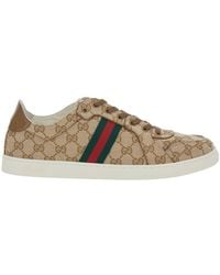 Gucci - Low Top Sneakers Gg Canvas Canvas/Leather/Rubber Trainers - Lyst
