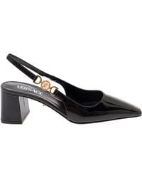 Versace - 'medusa 95' Black Slingback Pumps With Medusa Detail In Patent Leather Woman - Lyst