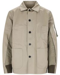 Sacai - Nylon Detail Shirt Jacket - Lyst