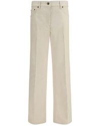 Valentino - Beige Cotton Flared Jeans - Lyst