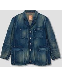 COTTLE - Anorak Denim Foncé Jacket - Lyst