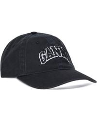 Ganni - Embroidered Logo Baseball Cap Cotton Hat - Lyst