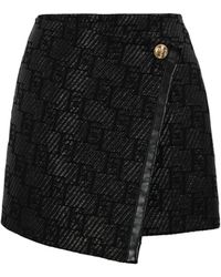 Elisabetta Franchi - Raffia Mini Skirt With Logo - Lyst