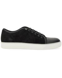 Lanvin - Men Suede Leather Captoe Low Top Sneakers - Lyst