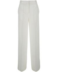 Semicouture - Viscose Linen Pants With Elastic Waist And Side Pockets For Trousers - Lyst
