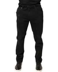 Dolce & Gabbana - Tattered Skinny Cotton Denim Jeans Elastane Clothing - Lyst