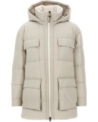 Brunello Cucinelli - Knitted Neck Down Jacket Puffer Jackets - Lyst