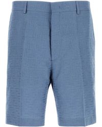 Fendi - Cerulean Blue Linen Blend Bermuda Shorts - Lyst