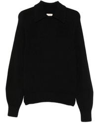 KHAITE - Stretch Merino Wool And Cashmere Jersey-Stitch Knit Jackson Sweater With Overlapping Collar - Lyst