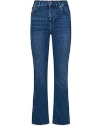 FRAME - Denim Le High Straight Long Raw Fray Jeans - Lyst