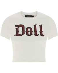 Dolce & Gabbana - Cropped T-Shirt With Vintage Effect - Lyst