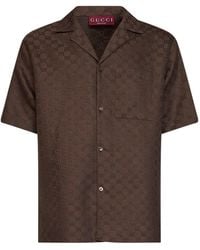Gucci - Gg Linen Blend Bowling Shirt - Lyst