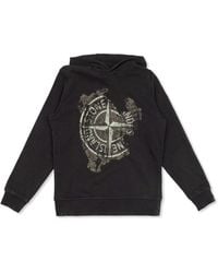 Stone Island - Hoodie With Maxi Logo Print Cotton Hoods & Sweatshirts - Lyst