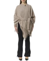 Max Mara - Belted Fringed Edge Poncho - Lyst